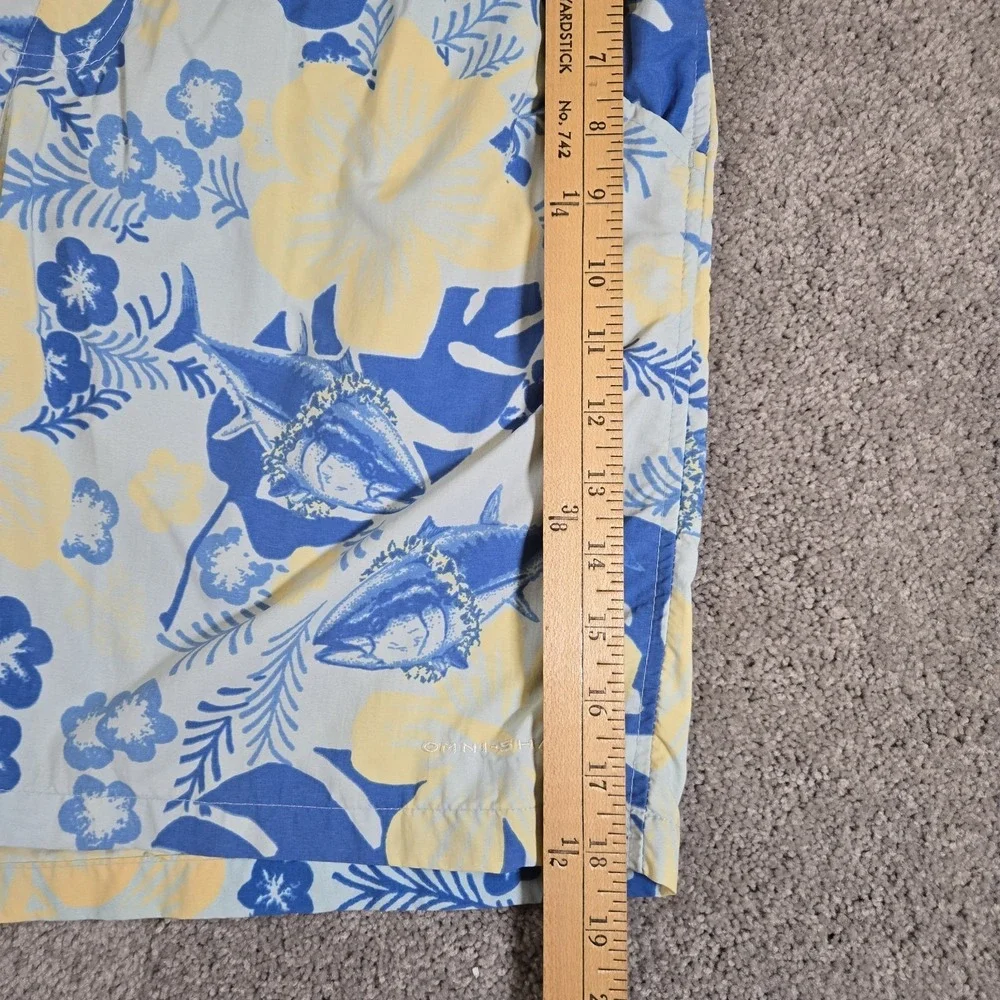 Columbia PFG Mens Lined‎ Trunks Large Blue Hawaiin Cargo Swim Trunks Omni-Shade